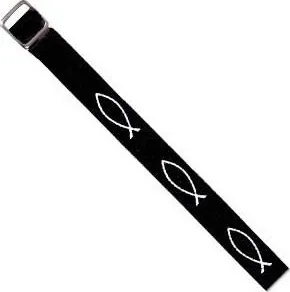 Bracelet tissé Ichtus noir