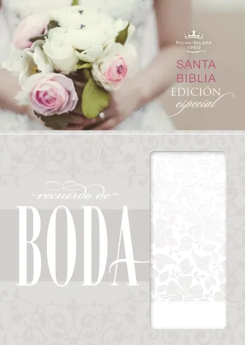 Espagnol, Bible Reina Valera 1960, Bible de mariage, similicuir, couverture blanche, dessin argenté