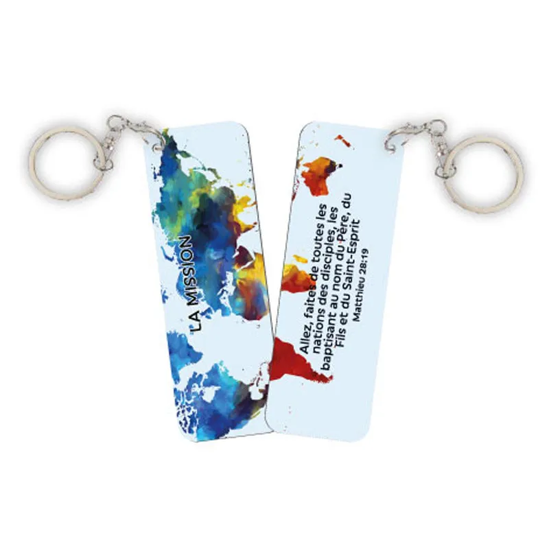 Porte-clés alu « La Mission  » - « Allez faites de toutes les nations des disciples...  »...