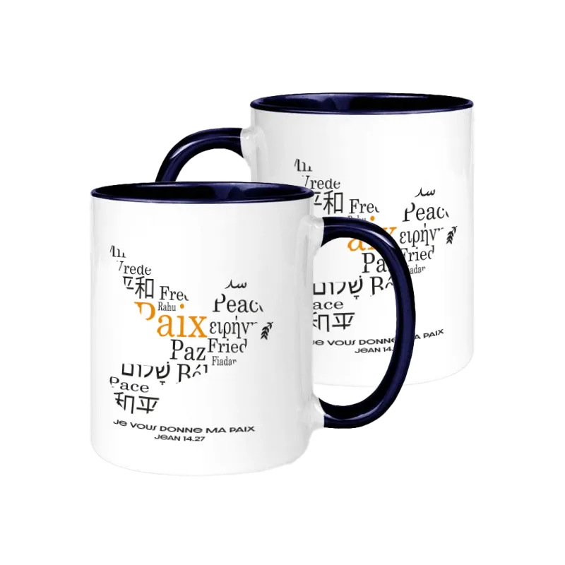 Mug bicolore blanc/noir « Je vous donne ma paix. » Jean14.27