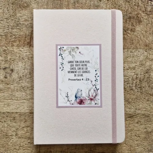 Carnet de notes Proverbes 4.23 - A5 toile avec élastique
