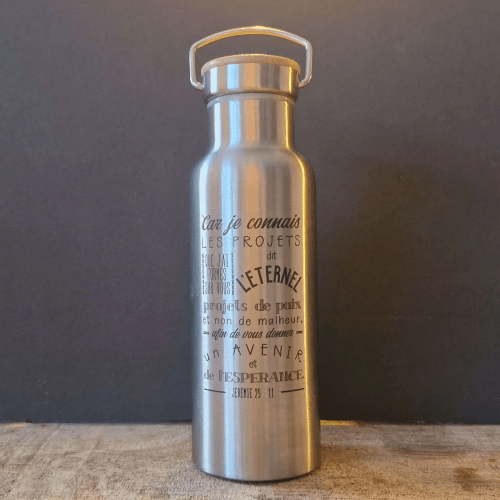 Bouteille isotherme inox, façon pot à lait, couvercle bambou à vis - Car je connais les projets...