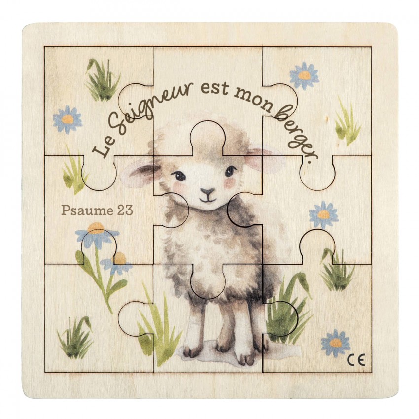 Puzzle en bois Mouton « Le Seigneur est mon berger » Psaume 23