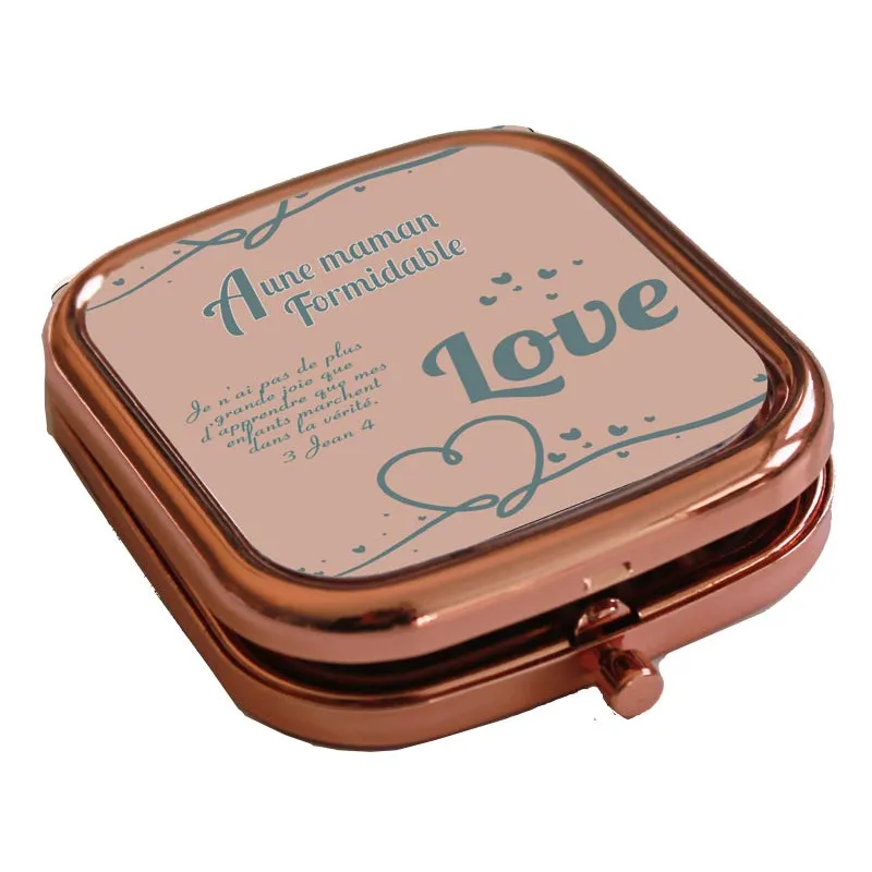 Miroir de poche, carré, A une maman formidable - "Je n'ai pas de plus grande joie que …" 3 Jean 4