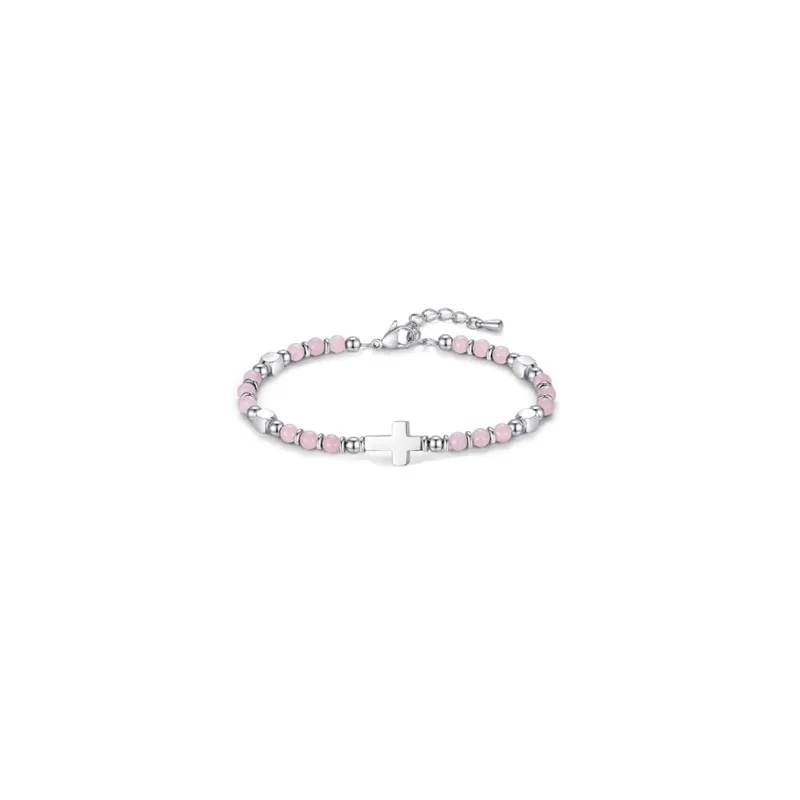 Bracelet de perles "Croix"-Rose