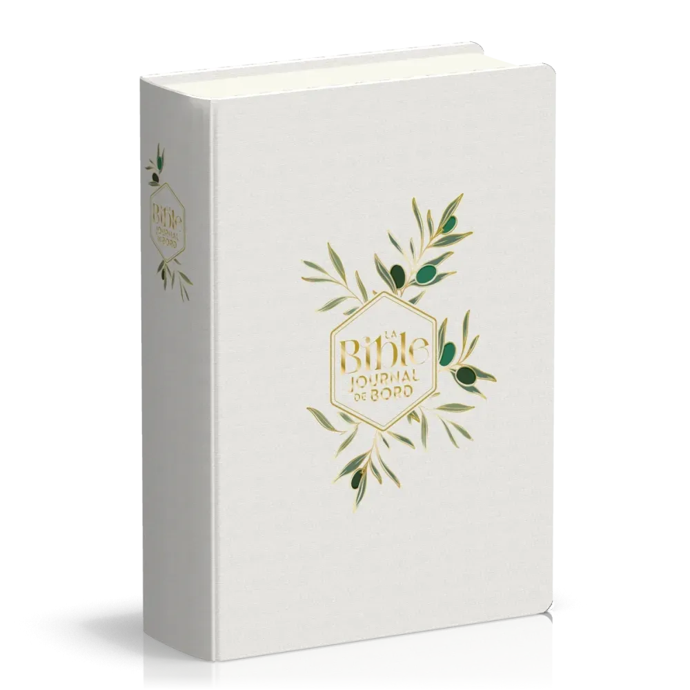 Bible Segond 21 Journal de bord -  couverture souple, toilée blanc avec motifs dorés