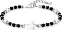 Bracelet de perles "Croix" noir