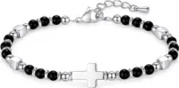 Bracelet de perles "Croix" noir