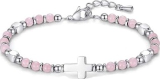 Bracelet de perles "Croix"-Rose