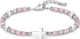 Bracelet de perles "Croix"-Rose