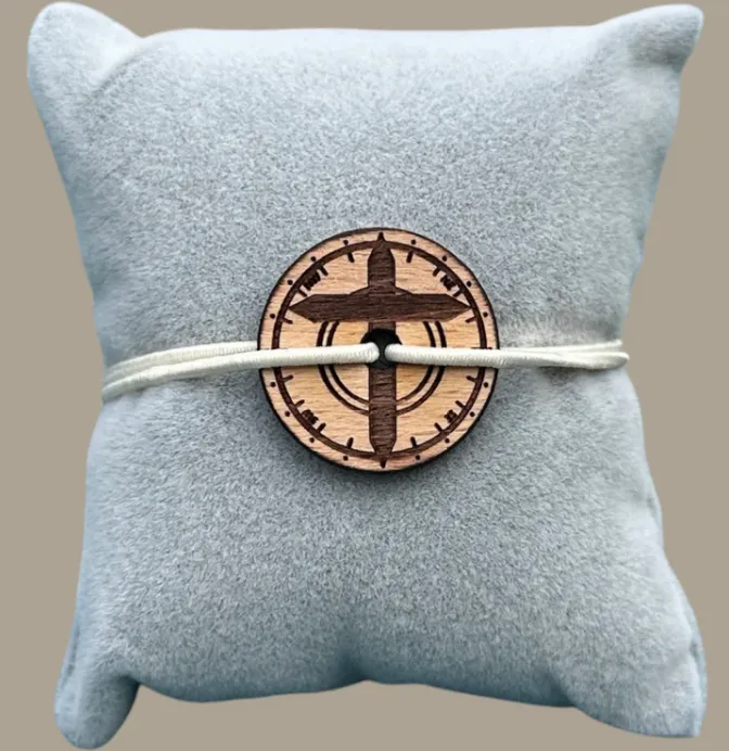 Bracelet "Disciple Judée" médaillon croix bois-Gris