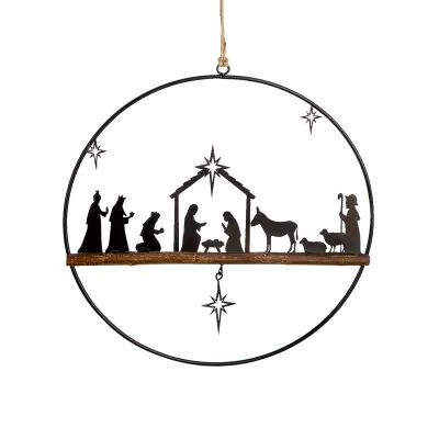 Décoration crèche suspendue en métal