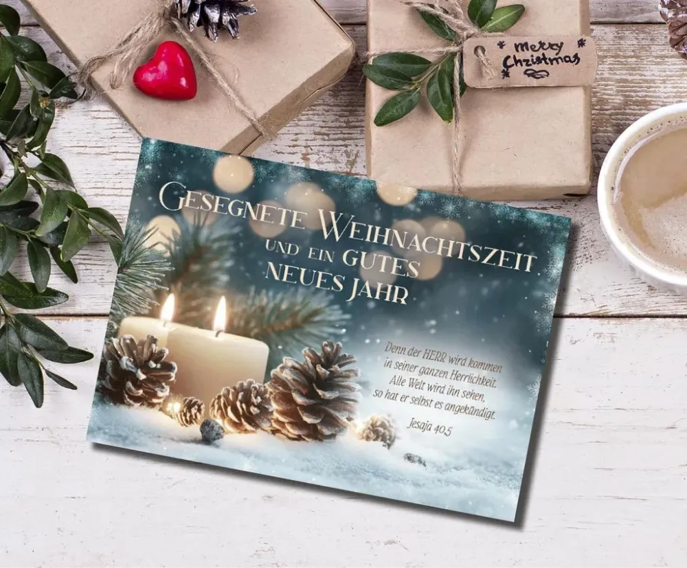 Postkarte Weihnachtszeit Kerzen - Jesaja 40,5