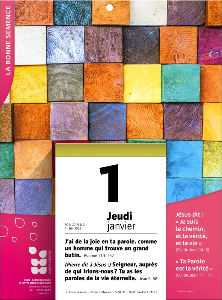 Calendrier La Bonne Semence - mural, à effeuiller, support cartonné