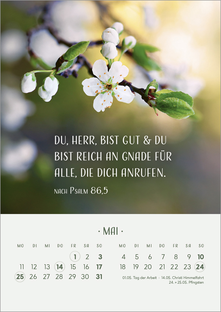 Zarte Blumengrüsse - Tischkalender mit Holzaufsteller