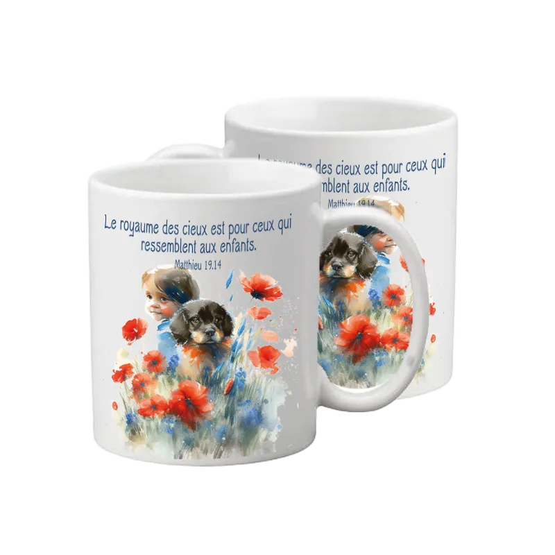 Tasse - fille avec couronne - Dieu me voit comme un trésor - polymère incassablepour enfant