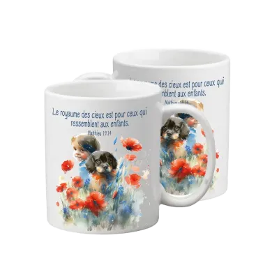Tasse - fille avec couronne - Dieu me voit comme un trésor - polymère incassablepour enfant