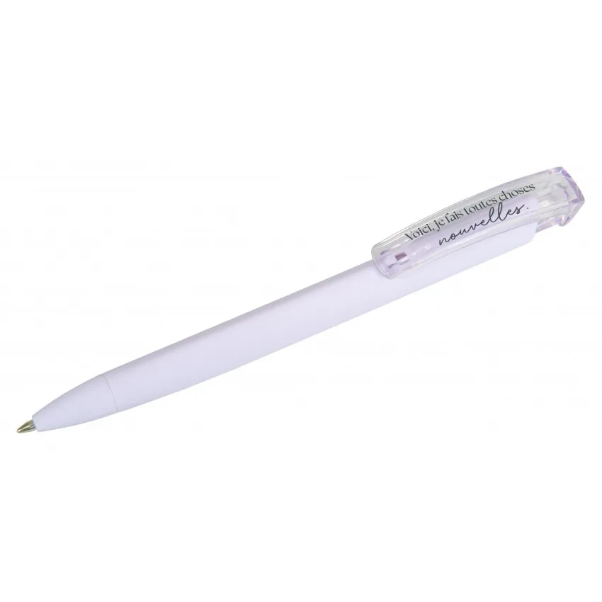 Stylo à bille lilas "Voici je fais toutes choses nouvelles"