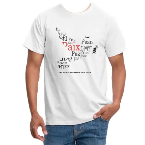 T-Shirt "La paix, je vous donne ma paix", blanc