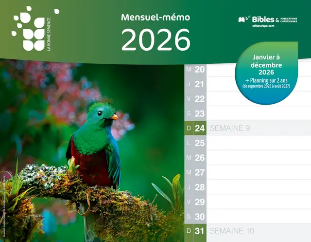 Calendrier La Bonne semence - Mensuel-mémo