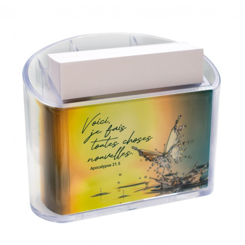 Porte-crayons et bloc-note "Combi" - "Voici, je fais toutes choses nouvelles."