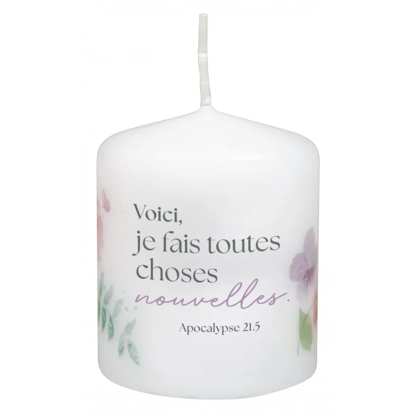 Bougie de table Mot d'ordre 2026 - "Voici, je fais toutes choses nouvelles."