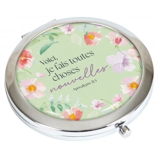 Miroir de poche Mot d'ordre 2026 « Voici, je fais toutes choses nouvelles. »