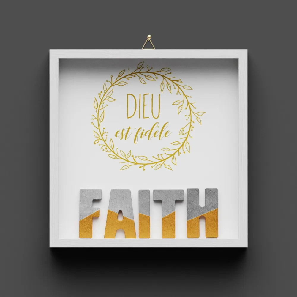 Cadre en bois FAITH - "Dieu est fidèle"
