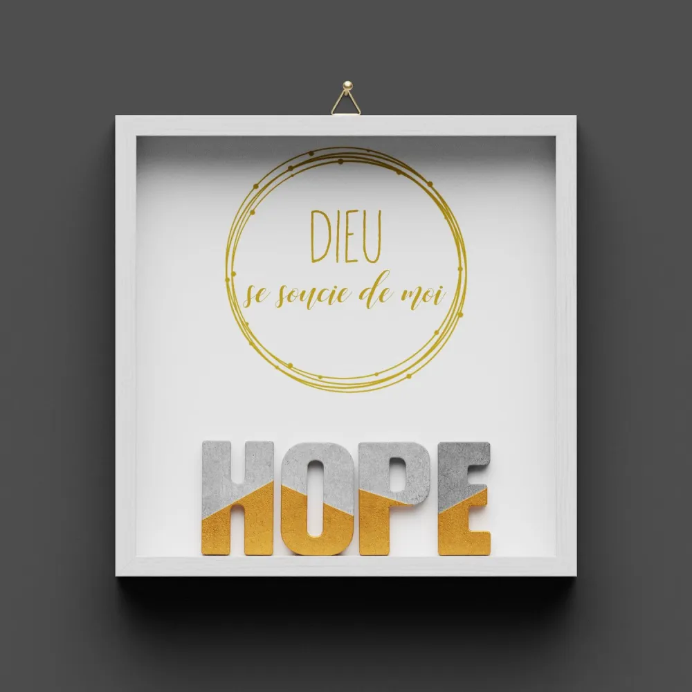 Cadre en bois HOPE - "Dieu se soucie de moi""