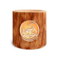 Photophore en bois sans écorce, motif : Crèche