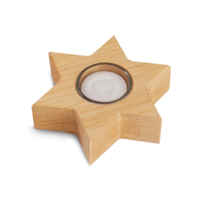 Bougeoir en bois en forme d'étoile