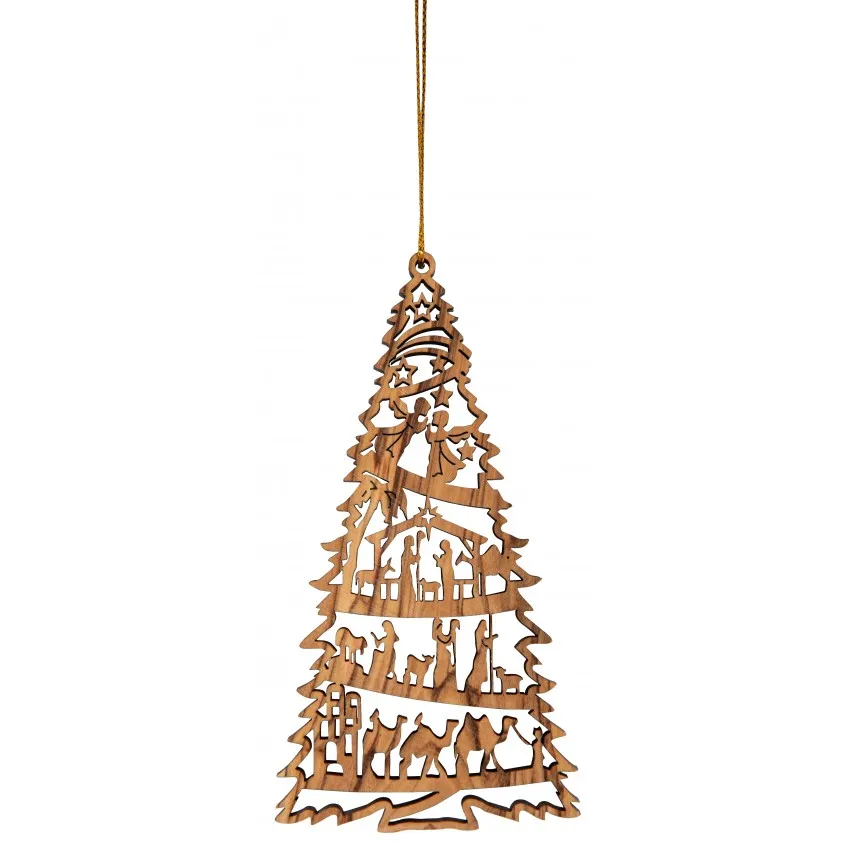 Décoration "Naissance de Jésus" en bois d'olivier