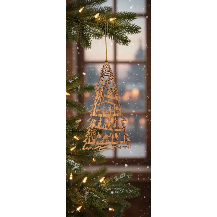 Décoration "Naissance de Jésus" en bois d'olivier