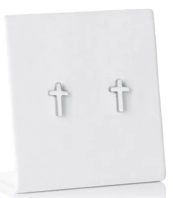 Boucles d'oreille Croix argentée - en acier inoxydable