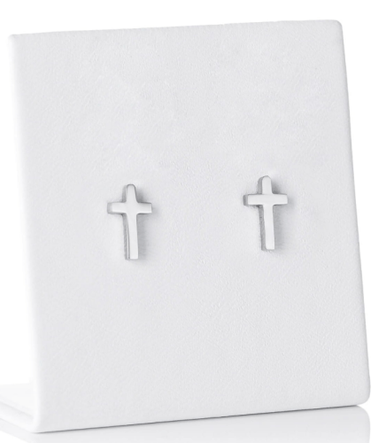 Boucles d'oreille Croix argentée - en acier inoxydable