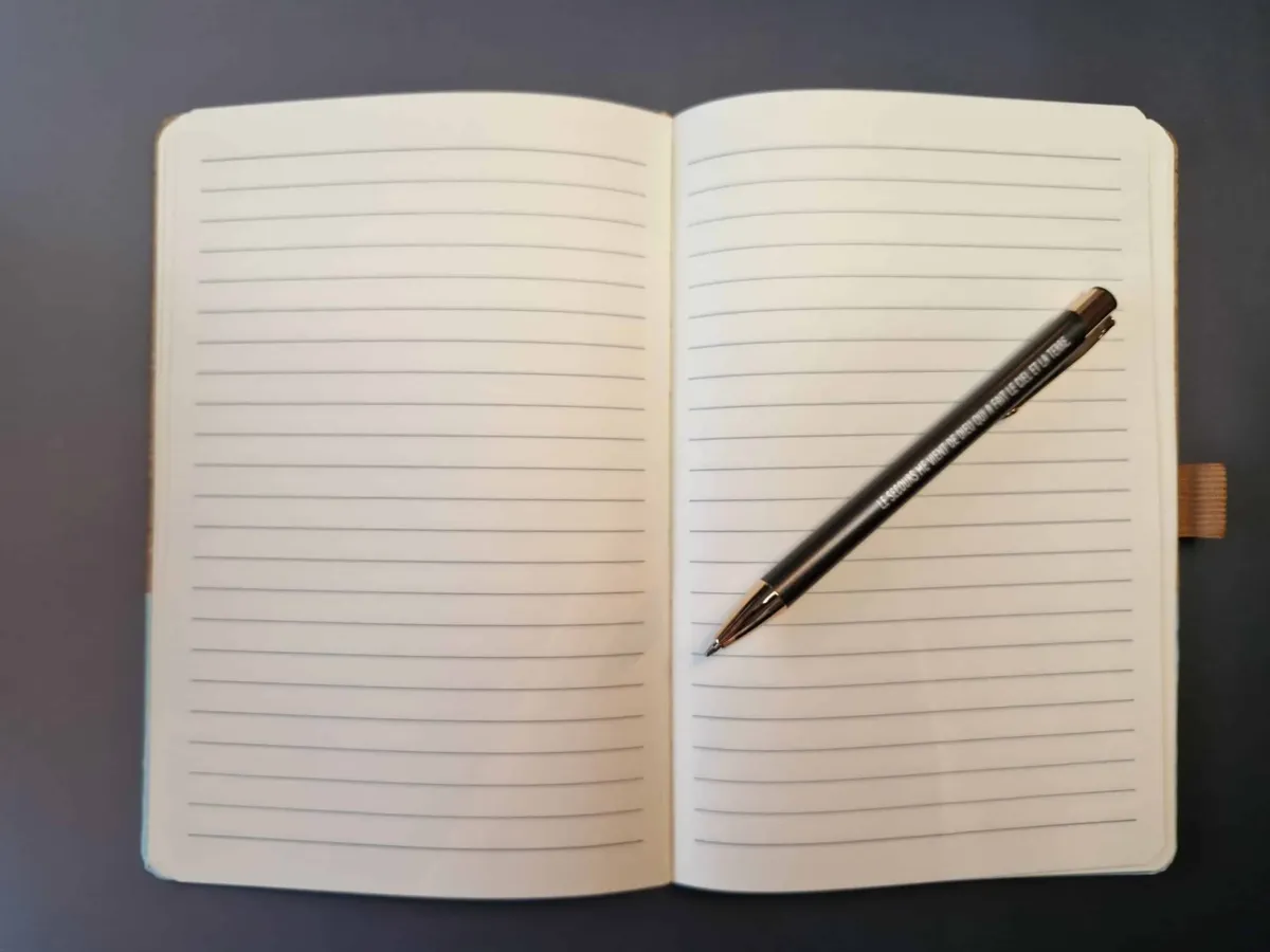 Carnet de notes Ephésiens 3: 20-21 - A5 liège et toile vert clair