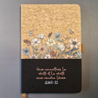 Carnet de notes Jean 8: 32 - A5 liège et toile noire