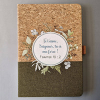 Carnet de notes Psaume 18: 2 - A5 liège et toile vert foncé