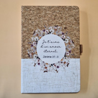 Carnet de notes Jérémie 31: 3 - A5 liège et toile blanc écru