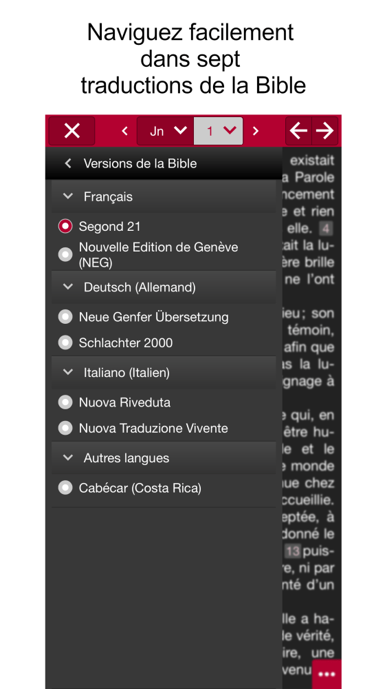 Bible d'étude - Segond 21 et autres versions - Application