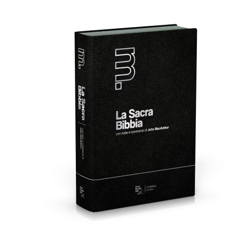 Italien, Bible NR, MacArthur fibro noir, onglet, tr. Argent