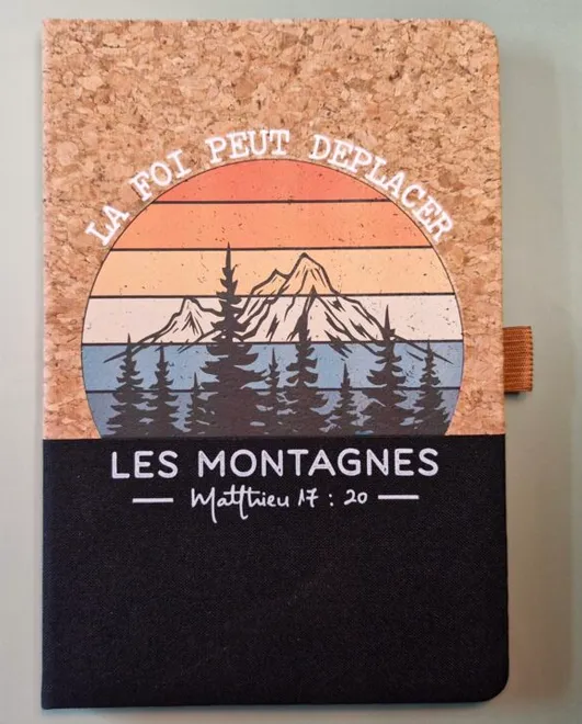 Carnet de notes Matthieu 17:20 - A5 liège et toile noire