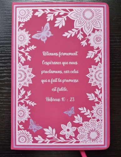 Carnet de notes Hébreux 10:23 - A5 rose fushia