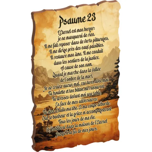 Tableau bois Psaume 23 - Paysage
