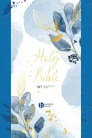 Anglais, Bible New International Version, gros caractères, couverture bleue avec fleurs stylées,...