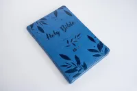 Anglais, Bible, NIV, gros caractères, couverture bleue avec fleurs stylées, fermeture éclair -...