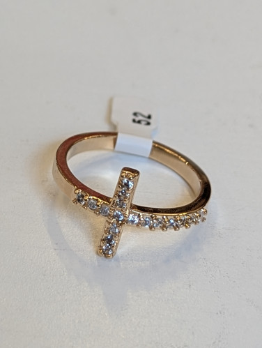 Bague croix en plaqué or - Taille 52