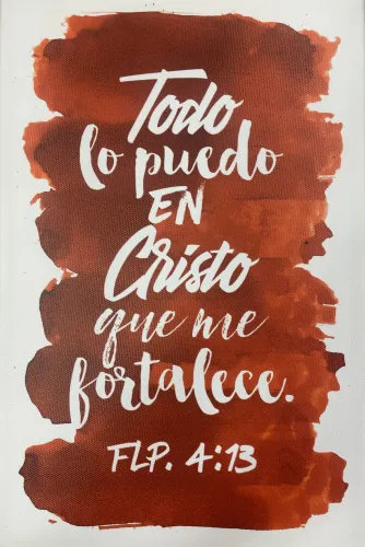 Espagnol, tableau aquarelle intense, Philippiens 4:13 - 20 x 30 cm