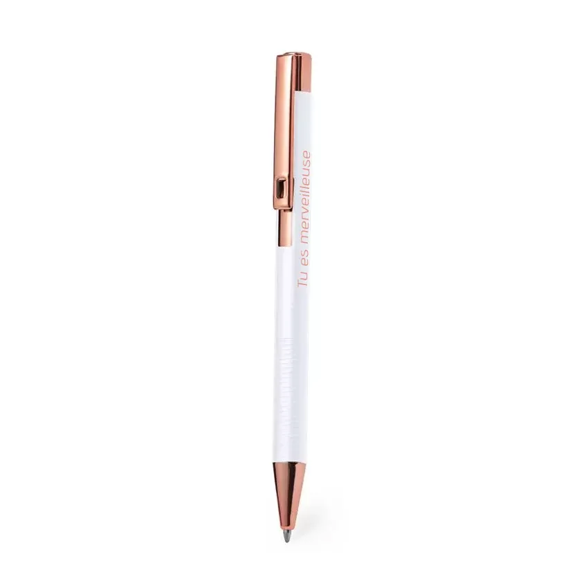 Stylo aluminium Aurore blanc - Tu es merveilleuse
