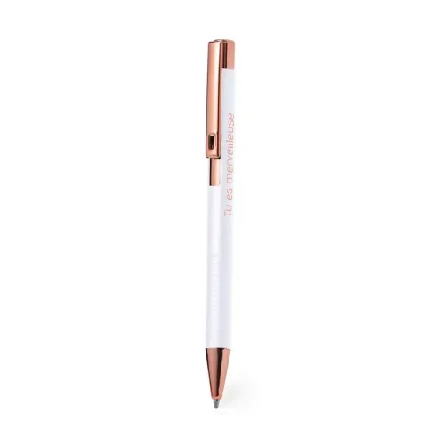 Stylo aluminium Aurore blanc - Tu es merveilleuse